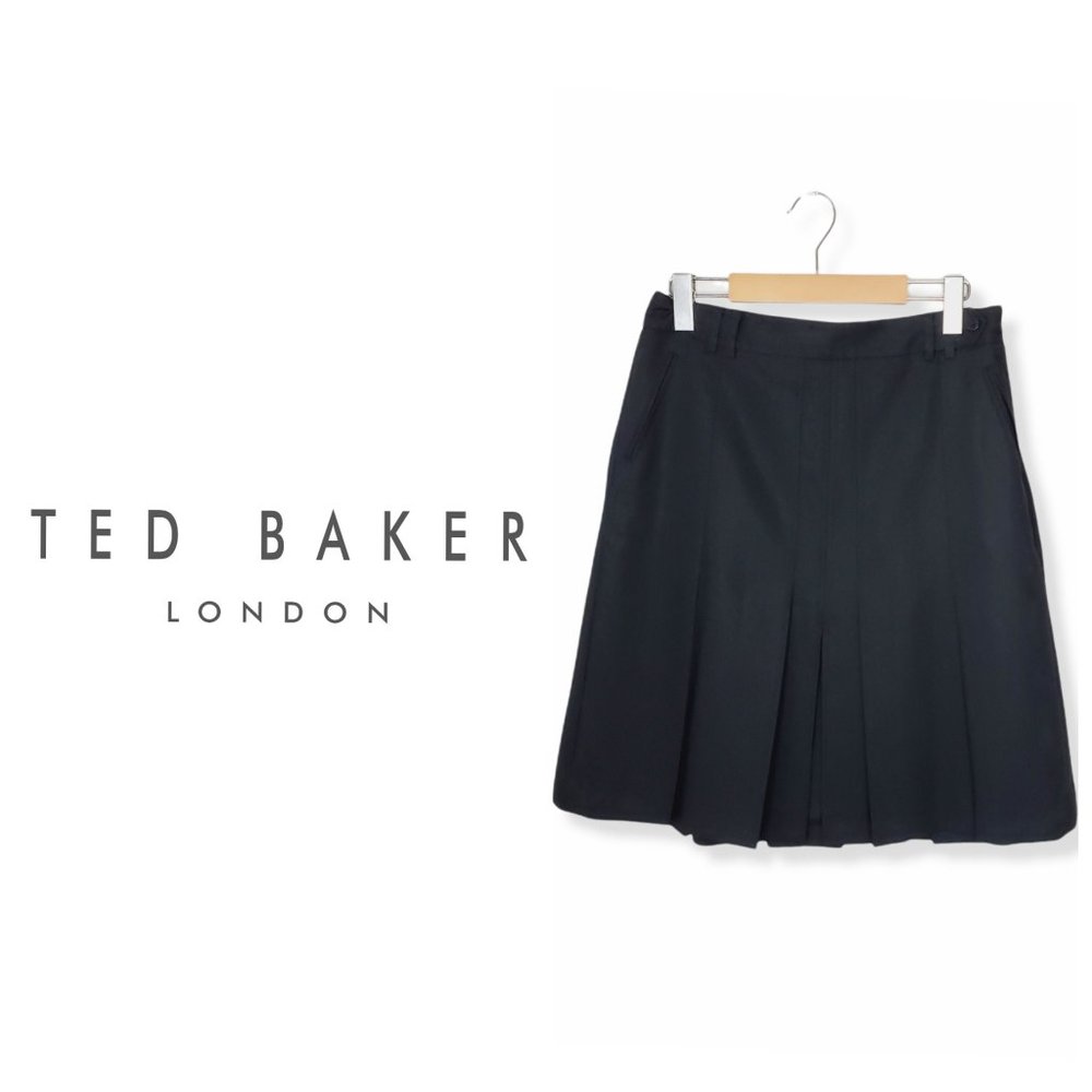 Ted Baker Black A-Line Pleated Skirt